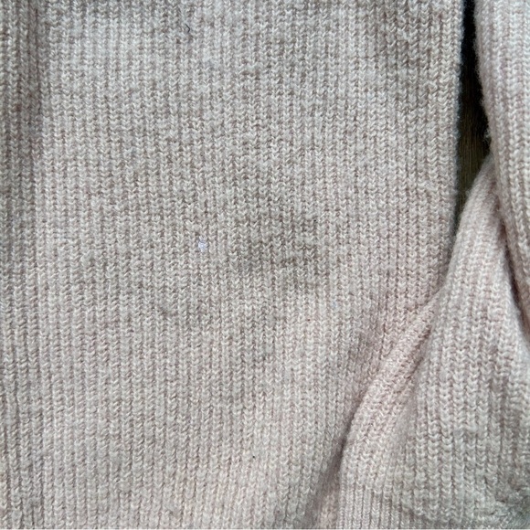 Anthropologie Pink Mock Neck Ribbed Sweater Balloon Sleeves Wool Blend - Picture 6 of 8